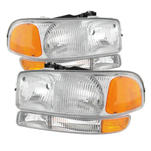 Cargar imagen en el visor de la galería, Xtune GMC Sierra 99-06 Headlights &amp; Amber Bumper Lights Chrome HD-JH-GS99-SET-OEAM-C