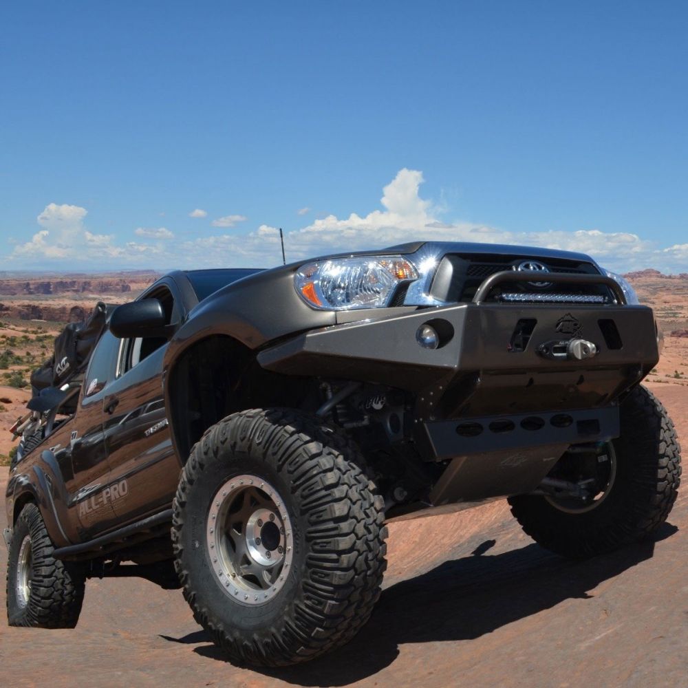 05-15 Toyota Tacoma APEX Aluminum Front Bumper with LED Hoop Black Powdercoat All Pro Off Road