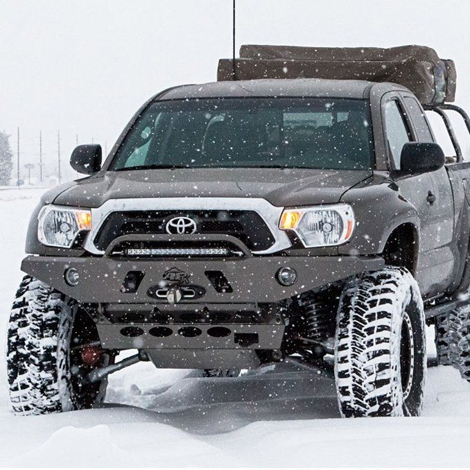 05-15 Toyota Tacoma APEX Aluminum Front Bumper with LED Hoop Black Powdercoat All Pro Off Road