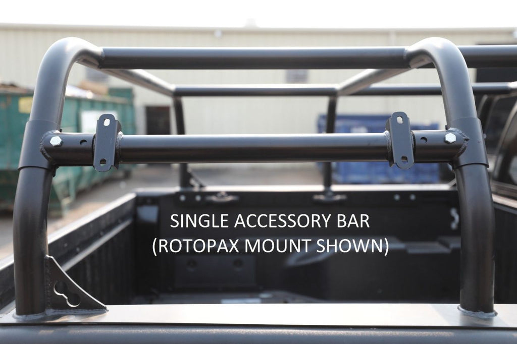 Tacoma Pack Rack Accessory Bar 05-Present Toyota Tacoma Short Bed Pair 1 No Mount and 1 Rotopax All Pro Off Road