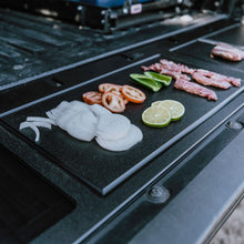 Cargar imagen en el visor de la galería, 05-Present Toyota Tacoma Overland Tailgate Table - Divided Cutting Board All Pro Off Road