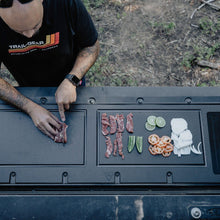 Cargar imagen en el visor de la galería, 05-Present Toyota Tacoma Overland Tailgate Table - Divided Cutting Board All Pro Off Road