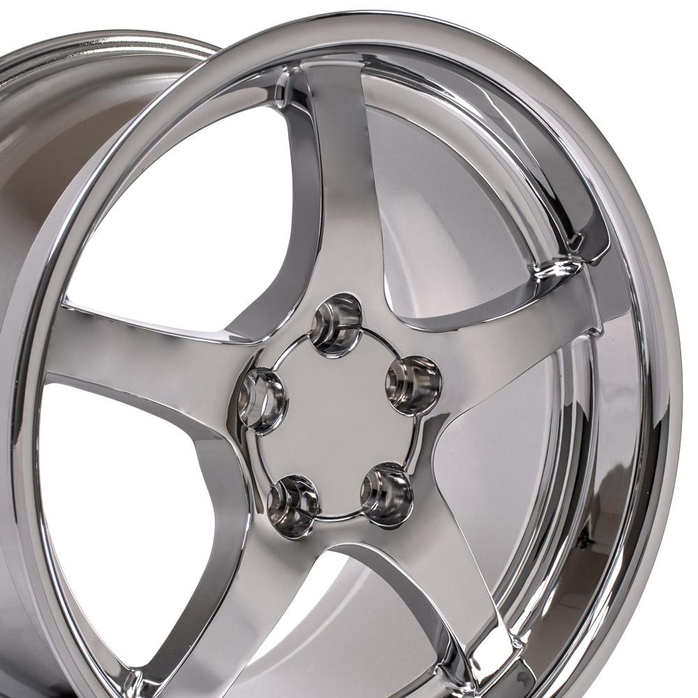 18" Replica Wheel CV05 Fits Chevrolet Corvette - C5 Rim 18x10.5 Deep Dish Chrome Wheel