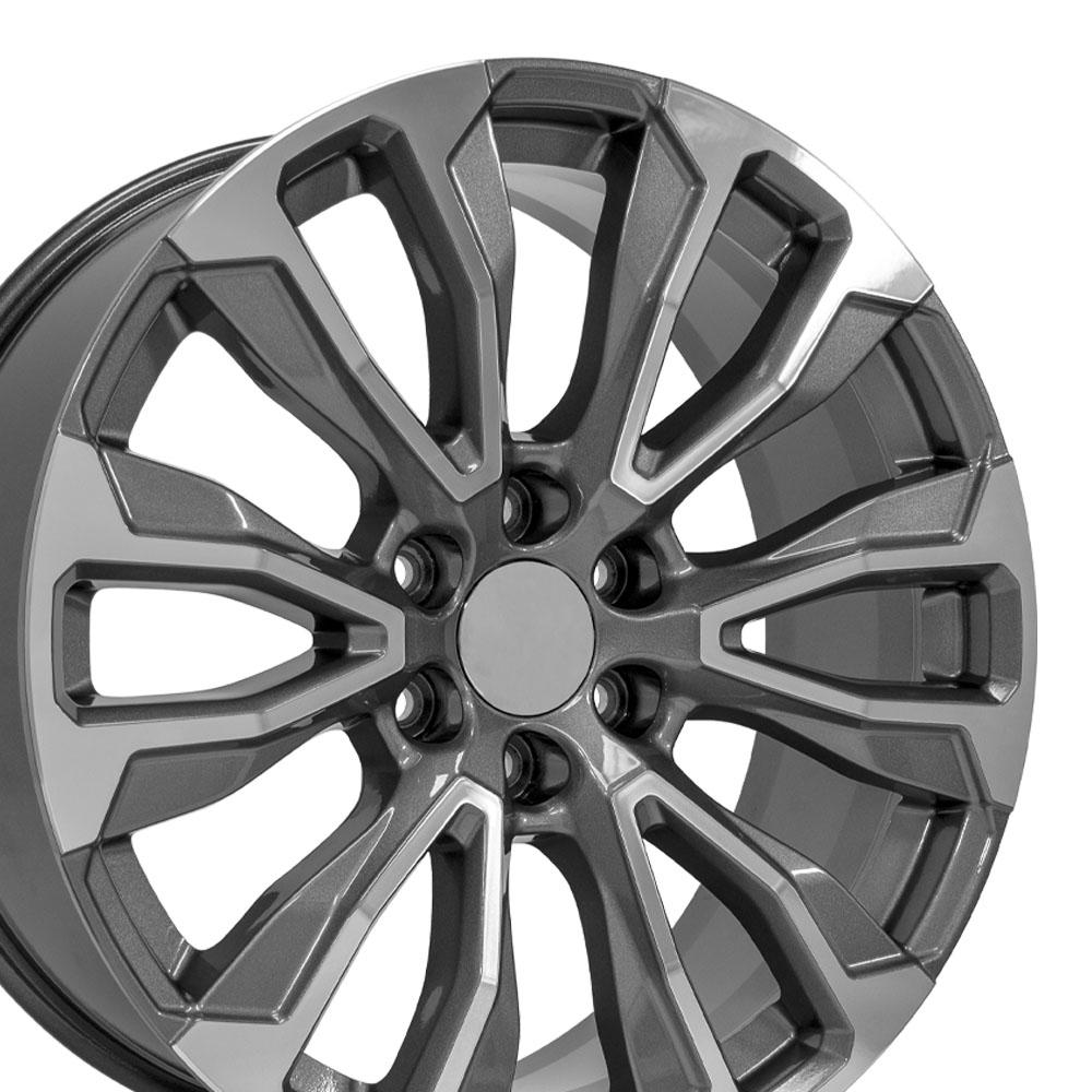 22" Replica Wheel fits GMC Yukon 1500 - CV30 Gunmetal Machined 22x9