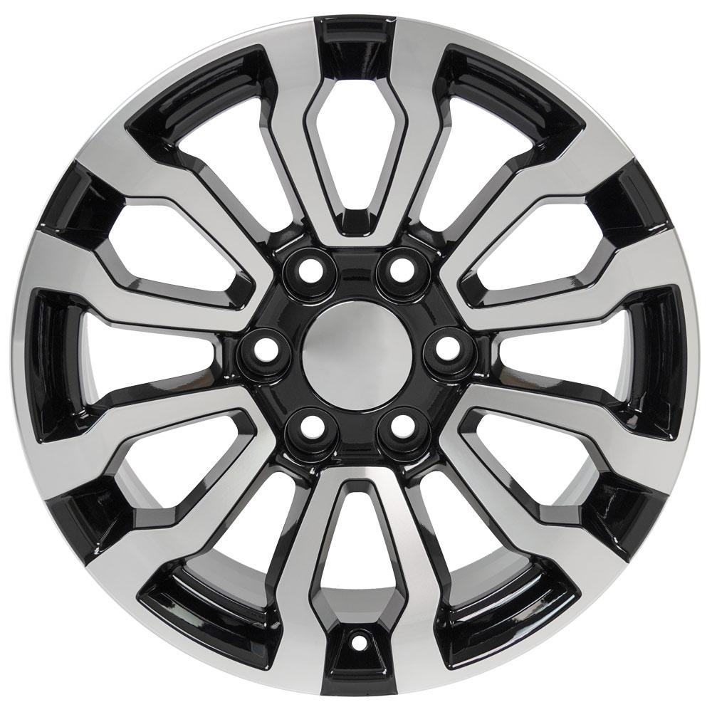 18" Replica Wheel CV35 Fits GMC Sierra Rim 18x8.5 Black Machined Wheel