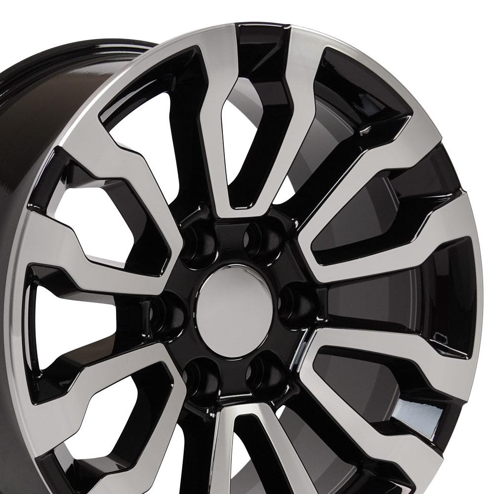 18" Replica Wheel CV35 Fits GMC Sierra Rim 18x8.5 Black Machined Wheel