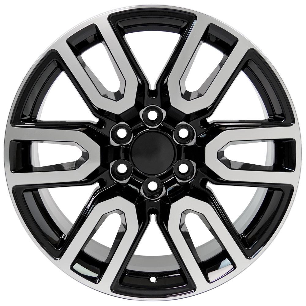 20" Replica Wheel CV36 Fits GMC Sierra Rim 20x9 Black Machined Wheel