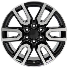Cargar imagen en el visor de la galería, 20" Replica Wheel CV36 Fits GMC Sierra Rim 20x9 Black Machined Wheel