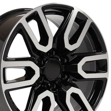 Cargar imagen en el visor de la galería, 20" Replica Wheel CV36 Fits GMC Sierra Rim 20x9 Black Machined Wheel