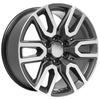 20" Replica Wheel CV36 Fits GMC Sierra Rim 20x9 Gunmetal Machined Wheel
