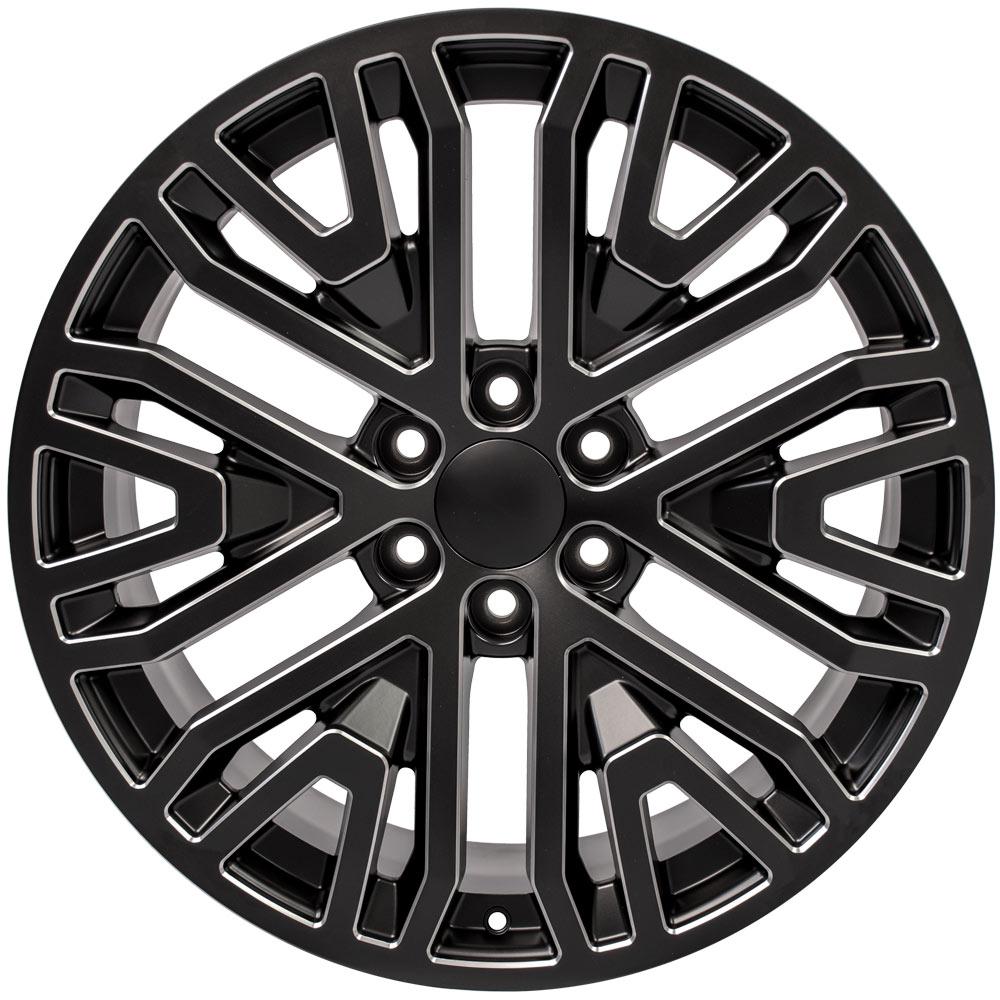 22" Replica Wheel CV37 Fits GMC Sierra Rim 22x9 Black Milled Wheel