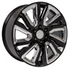 22" Replica Wheel CV39 Fits GMC Sierra Rim 22x9 Black and Chrome Wheel