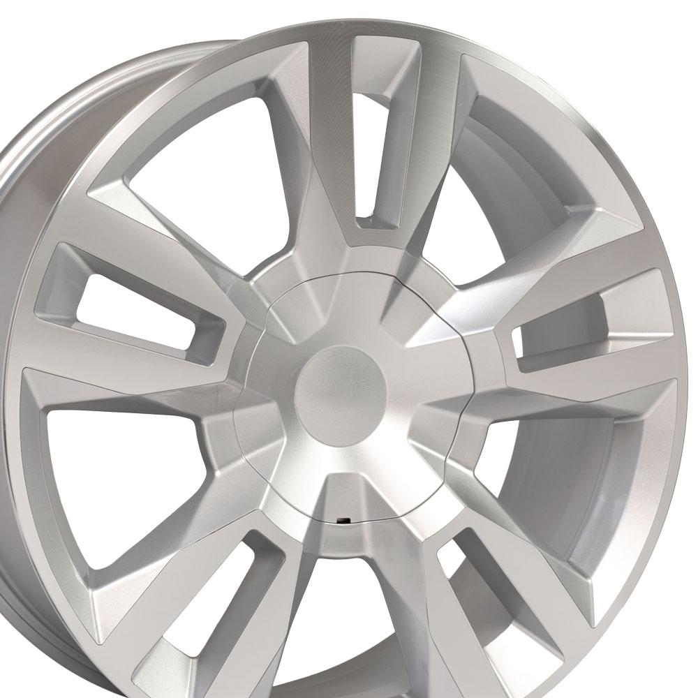 22" Replica Wheel CV40 Fits Chevrolet Tahoe Rim 22x9 Silver Mach'd Wheel