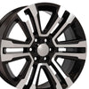 22" Replica Wheel CV44 Fits GMC Yukon Rim 22x9 Black Mach'd Wheel
