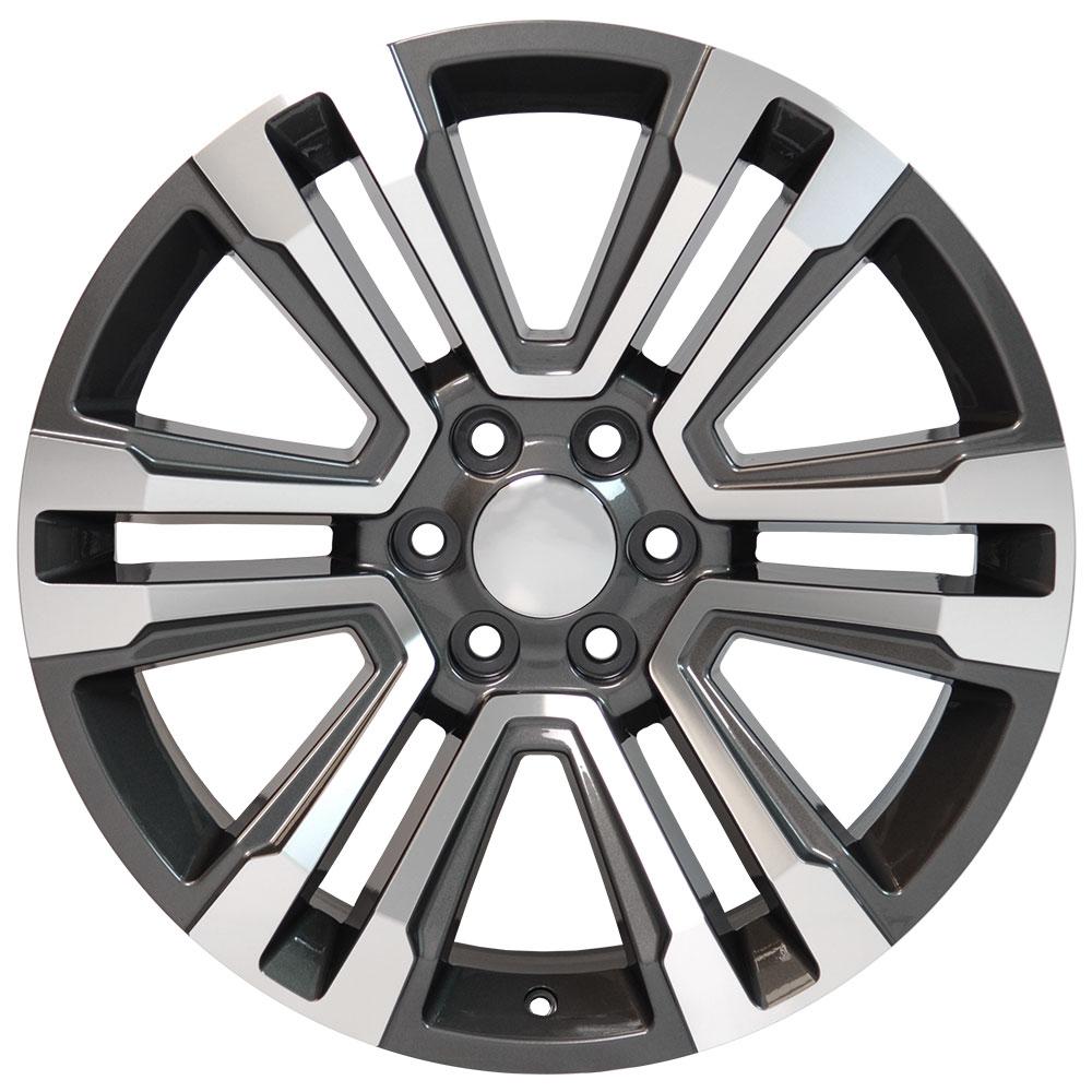 22" Replica Wheel CV44 Fits GMC Yukon Rim 22x9 Hyper Mach'd Wheel