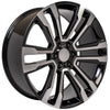24" Replica Wheel CV44 Fits GMC Yukon Rim 24x10 Black Mach'd Wheel