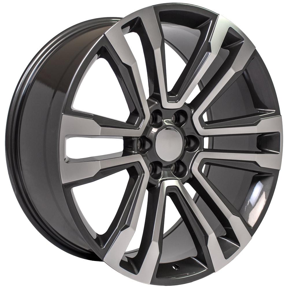 24" Replica Wheel CV44 Fits GMC Yukon Rim 24x10 Hyper Mach'd Wheel ET24