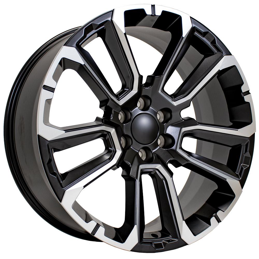 24" Replica Wheel fits Chevrolet Suburban 1500 - CV68 Milled Edge Satin Black 24x10