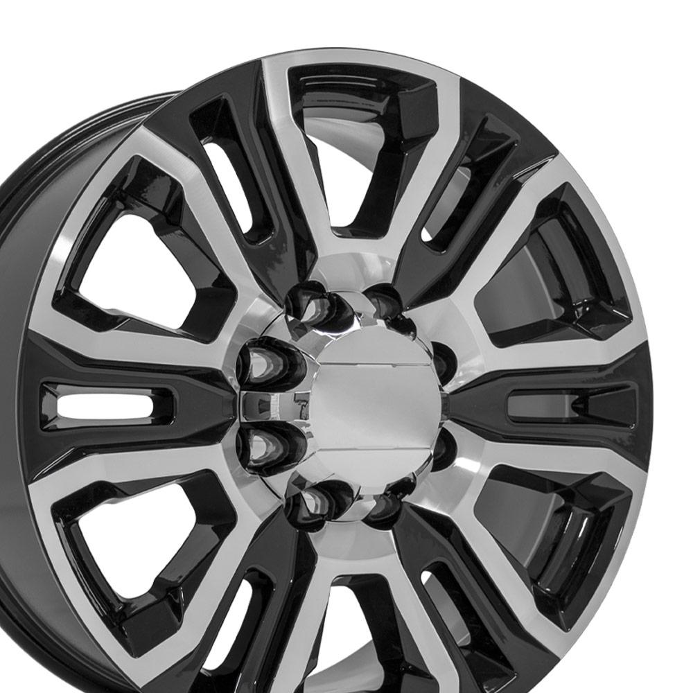 20" Replica Wheel fits GMC Sierra 2500 3500 HD Denali - CV70A Black Machined 20x8.5