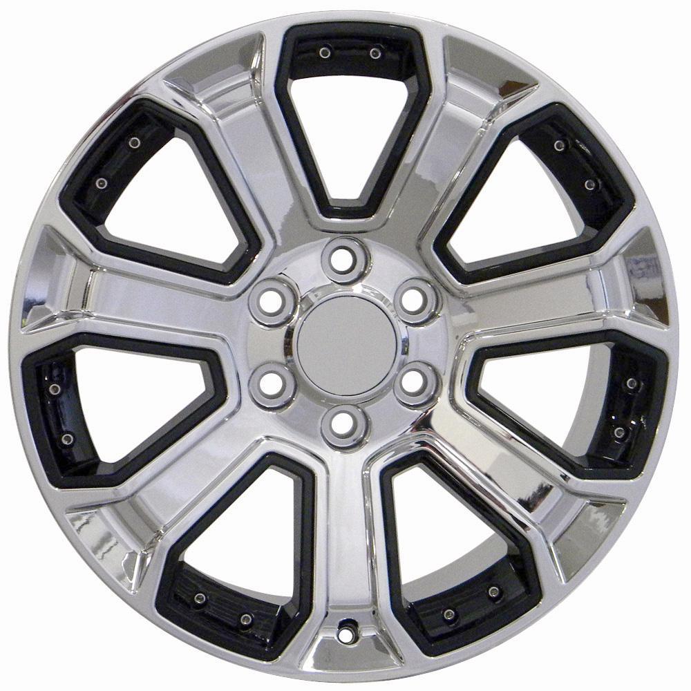 22" Replica Wheel fits Chevy Silverado - CV93B Chrome with Black Insert 22x9