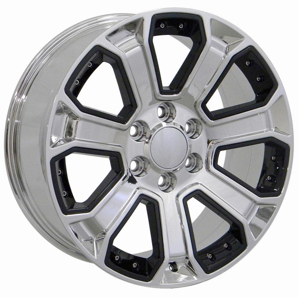 22" Replica Wheel fits Chevy Silverado - CV93B Chrome with Black Insert 22x9