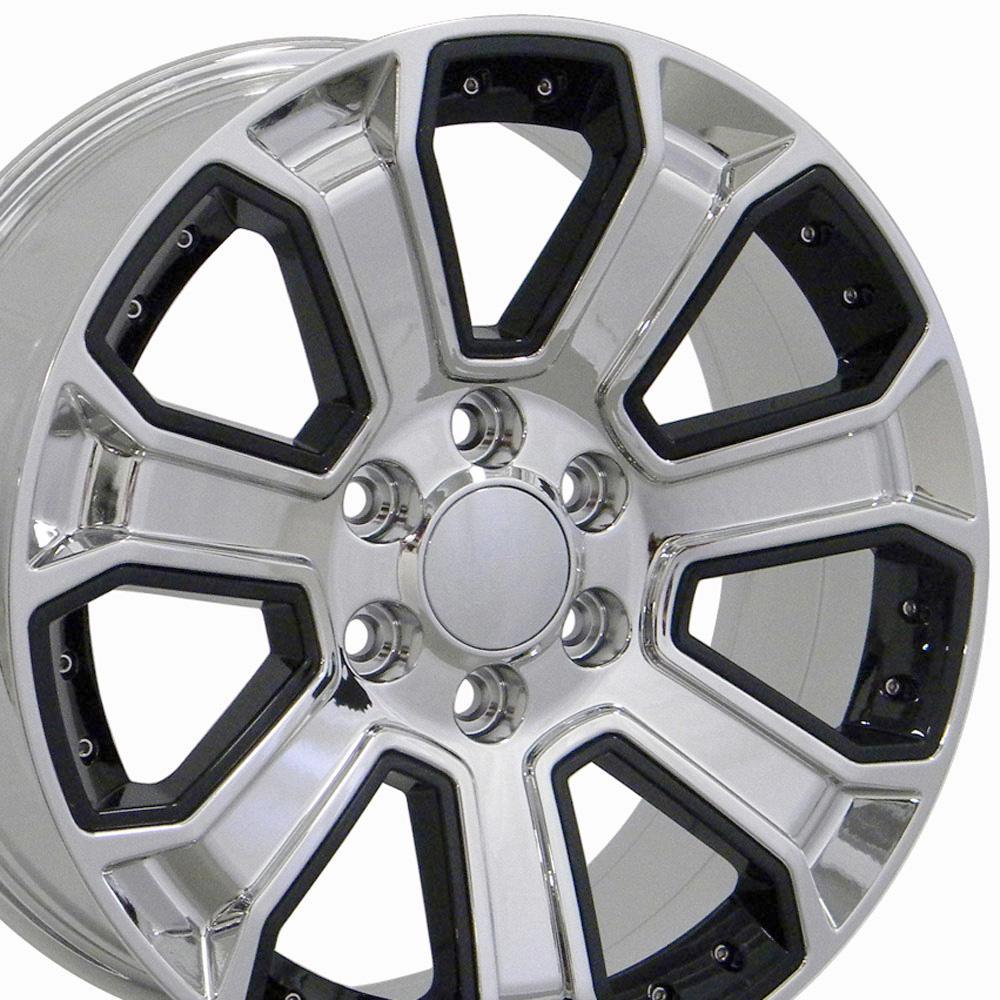 22" Replica Wheel fits Chevy Silverado - CV93B Chrome with Black Insert 22x9