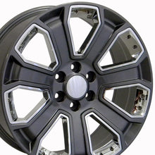 Cargar imagen en el visor de la galería, 22" Replica Wheel fits Chevy Silverado - CV93B Gunmetal Machined with Chrome Insert 22x9