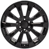 22" Replica Wheel CV95 Fits Chevrolet Silverado Rim 22x9 Black Wheel