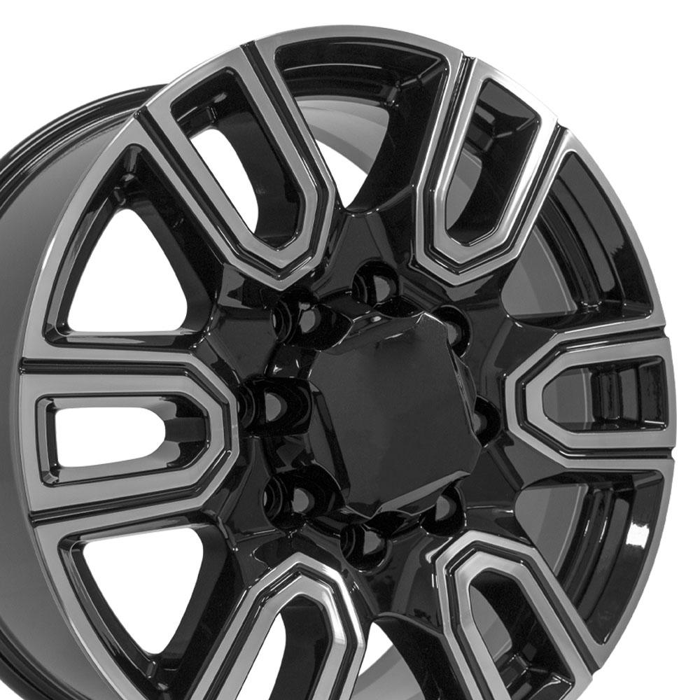 20" Replica Wheel fits GMC Sierra 2500/3500 - CV96A Black Machined 20x8.5