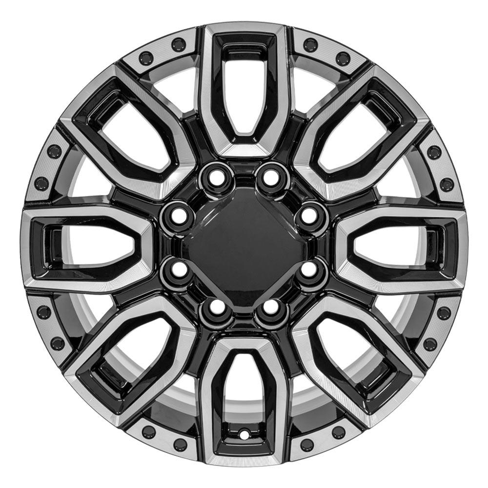 20" Replica Wheel fits GMC Sierra 2500/3500 - CV97A Black with Milled Edge 20x8.5