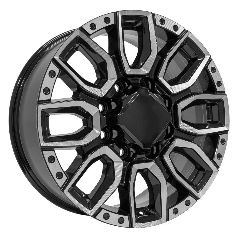 20" Replica Wheel fits GMC Sierra 2500/3500 - CV97B Black with Milled Edge 20x8.5