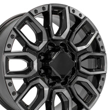 Load image into Gallery viewer, 20" Replica Wheel fits GMC Sierra 2500/3500 - CV97B Black Milled Edge with Tinted Clear 20x8.5