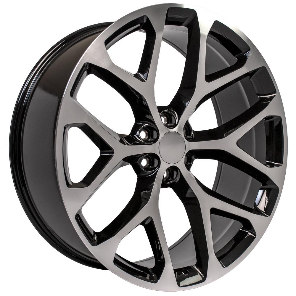 26" Replica Wheel CV98 Fits Chevy Silverado Rim 26x10 Black Mach'd Wheel