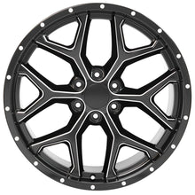 Load image into Gallery viewer, 22" Replica Wheel CV98 Fits Chevy Silverado Rim 22x9.5 Satin Black Milled Wheel