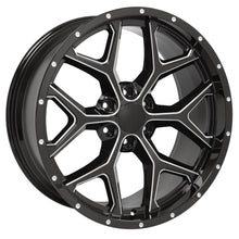 Cargar imagen en el visor de la galería, 22" Replica Wheel CV98 Fits Chevy Silverado Rim 22x9.5 Black Milled Wheel