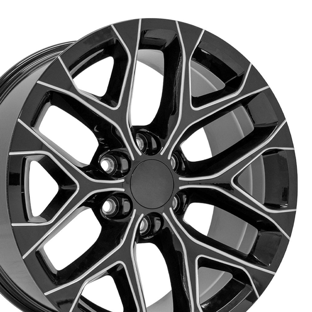 20" Replica Wheel CV98B Fits Chevy Silverado Rim 20x9 Black Milled Wheel
