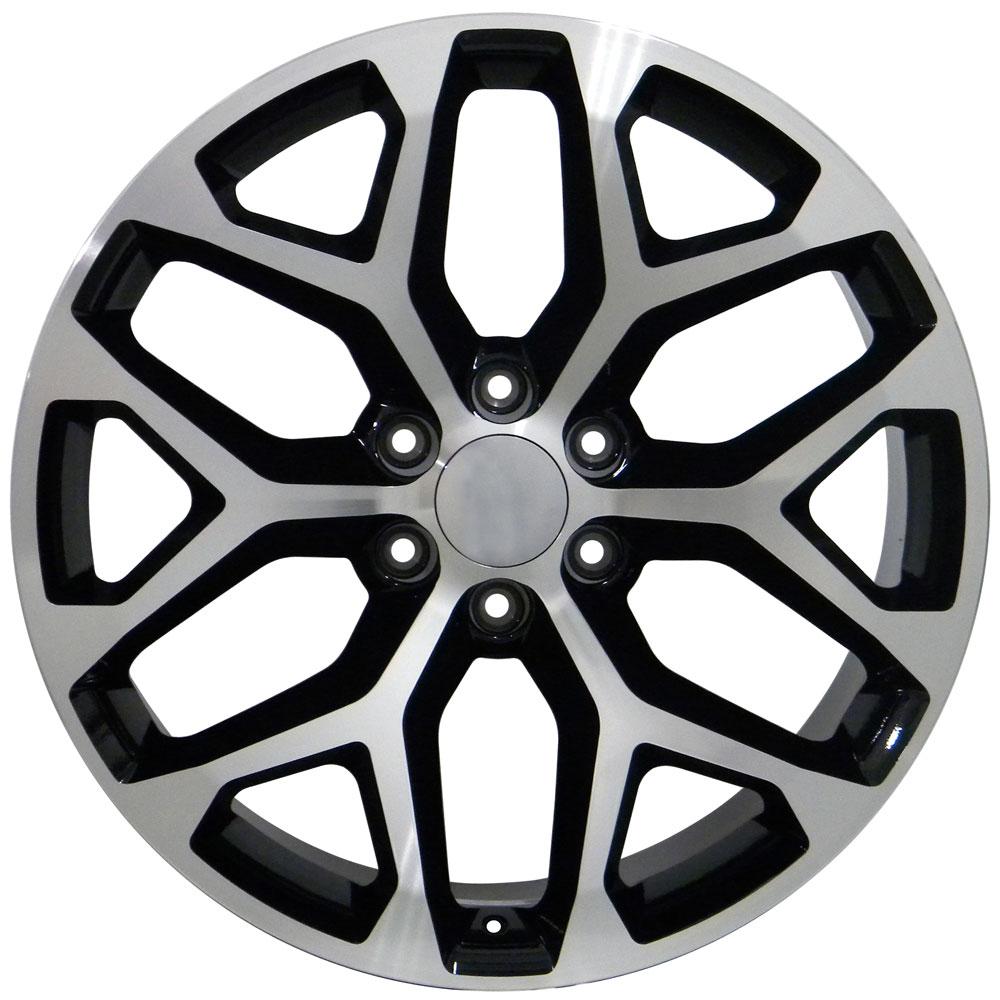 20" Replica Wheel CV98B Fits Chevy Silverado Rim 20x9 Black Mach'd Rim