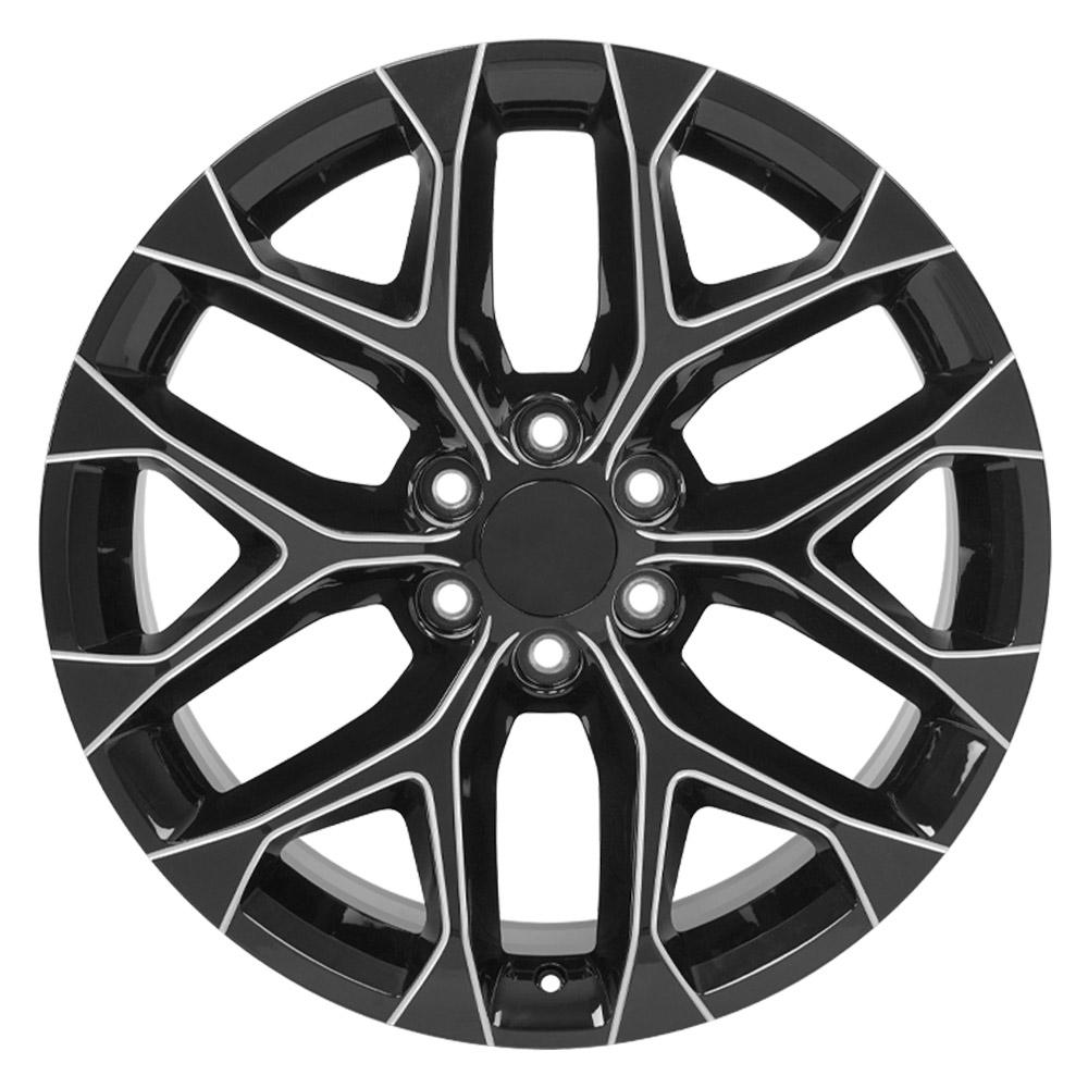 22" Replica Wheel fits Chevy Silverado - CV98B Black with Milled Edge 22x9
