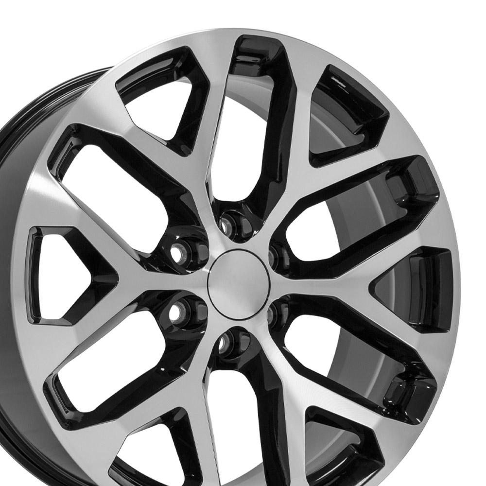 22" Replica Wheel fits Chevy Silverado - CV98B Black Machined 22x9