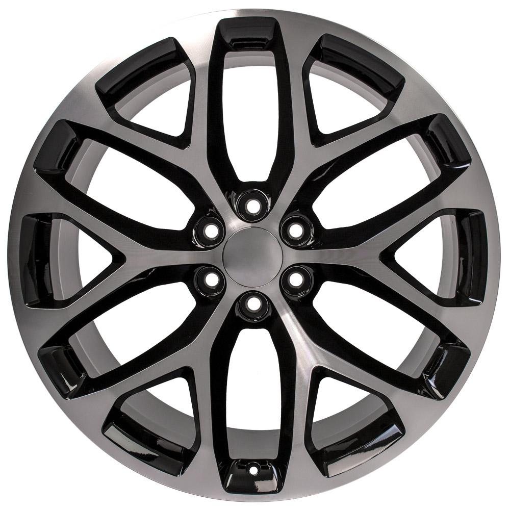 24" Replica Wheel fits Chevy Silverado - CV98B Black Machined 24x10