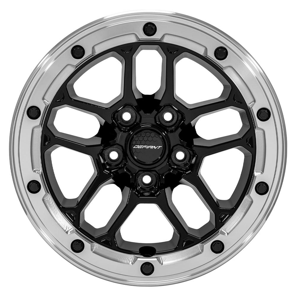 Defiant Wheel DF01 Gloss Black Wheel with Milled Ring 17x8 5x5" fits Jeep Wrangler, Jeep Gladiator