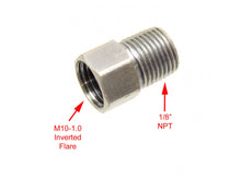 Cargar imagen en el visor de la galería, 1/8 Inch NPT MALE to M10-1.0 Female Inverted Flare Adapter Low Range Offroad