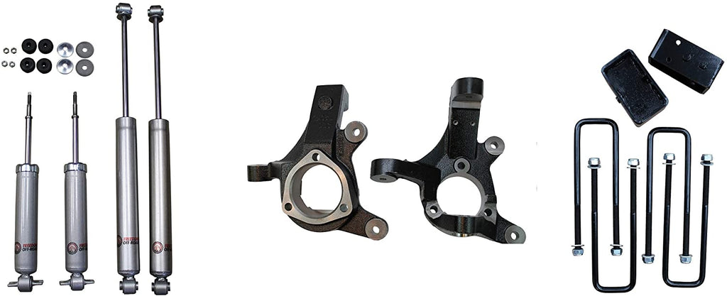 3 Inch Front Lift Spindles / 2 Inch Rear Blocks w/ U-Bolts and Shocks 99-06 Silverado/Sierra 1500 Freedom Off-Road