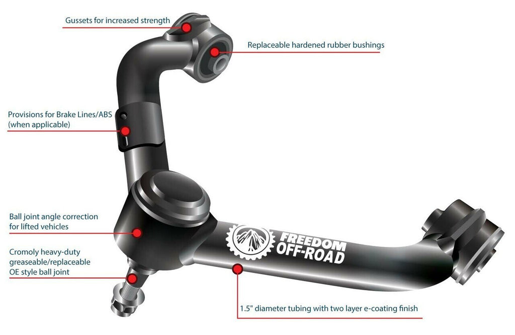 Front Upper Control Arms for 2-4 Inch Lift 11-14 Nissan Patrol Freedom Off-Road