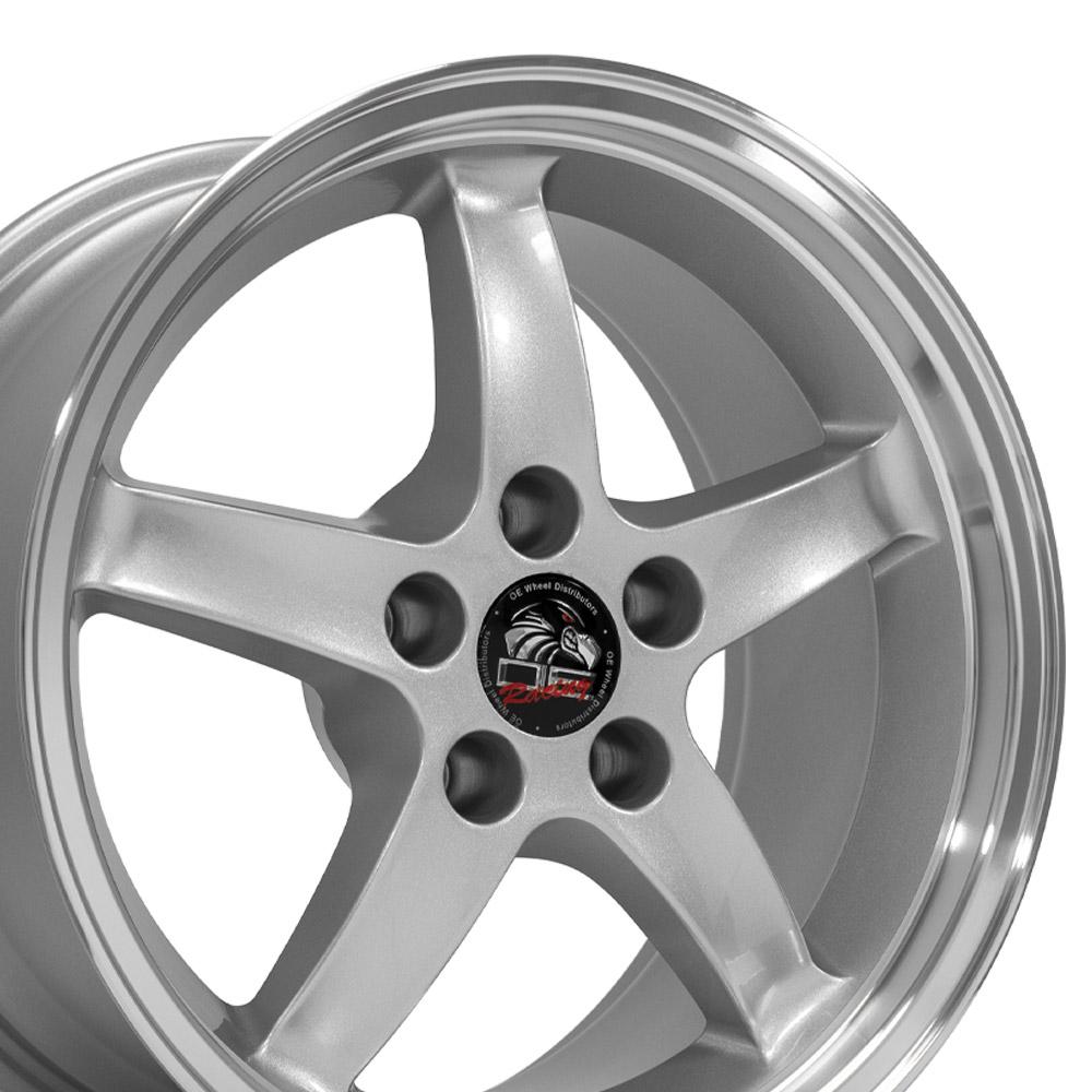 17" Replica Wheel FR04 Fits Ford Mustang Cobra Rim 17x9 Silver Wheel
