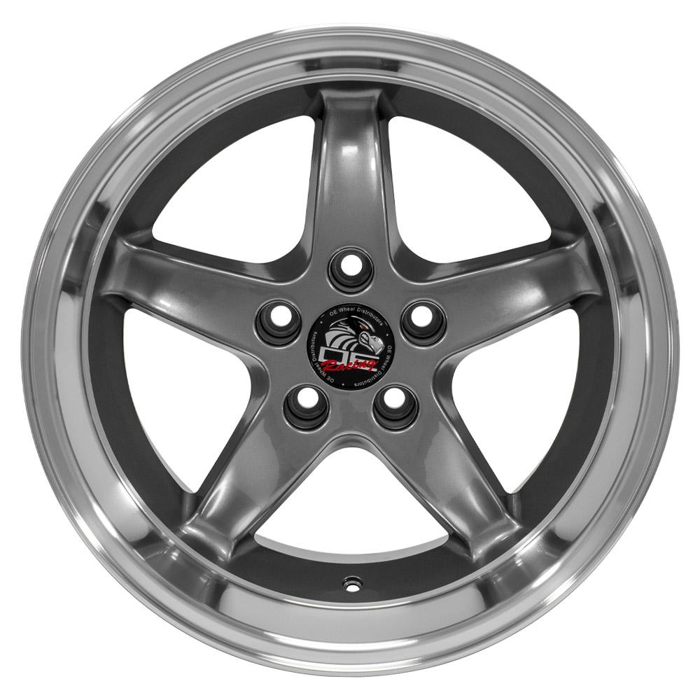 17" Replica Wheel FR04 Fits Ford Mustang Cobra Rim 17x10.5 Gunmetal Wheel