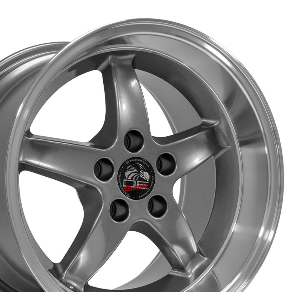 17" Replica Wheel FR04 Fits Ford Mustang Cobra Rim 17x10.5 Gunmetal Wheel