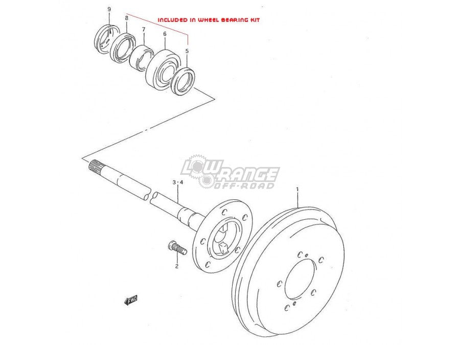 Sidekick/Tracker Rear Wheel Bearing Kit 89-98 Suzuki Sidekick Geo Tracker Low Range Off Road