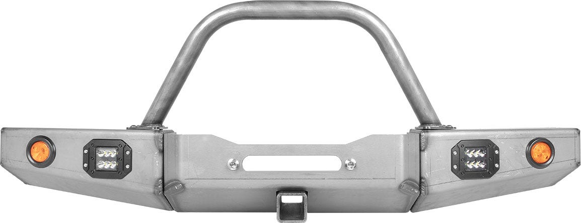 86-95 Suzuki Samurai Front Bumpers - 0-1 Inch Winch Plate Long Ends Double Bend Stinger Bare Low Range Off Road