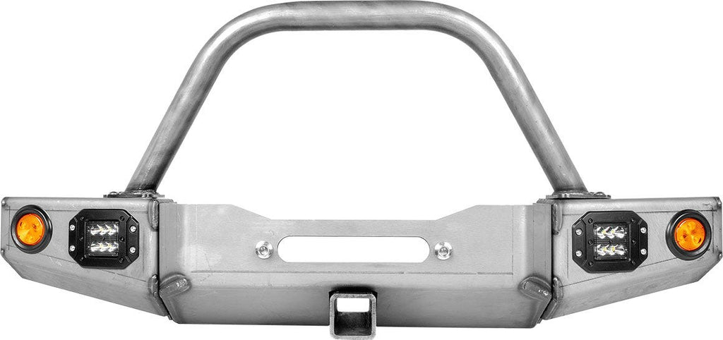 86-95 Suzuki Samurai Front Bumpers - 0-1 Inch Winch Plate Short Ends Double Bend Stinger Bare Low Range Off Road